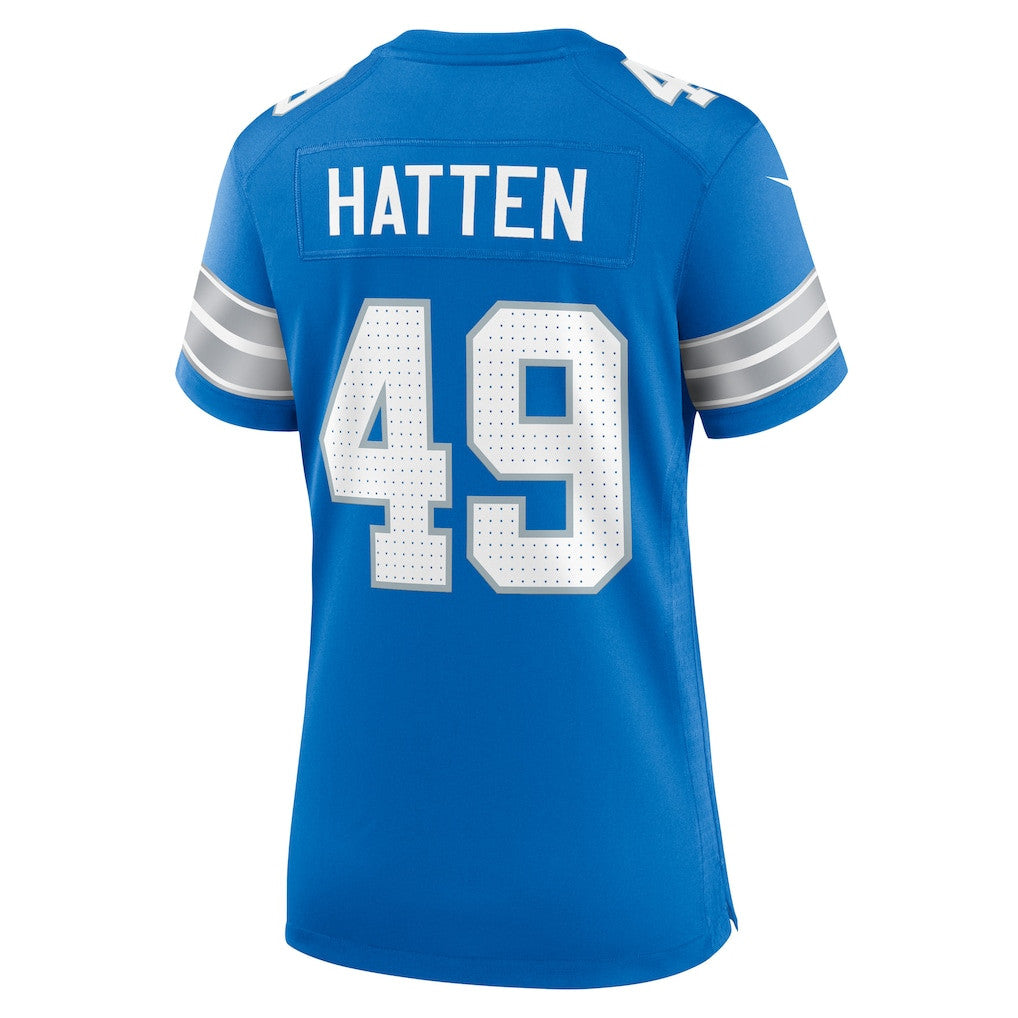 Hogan Hatten 49 Detroit Lions Women's Team Game Jersey - Blue