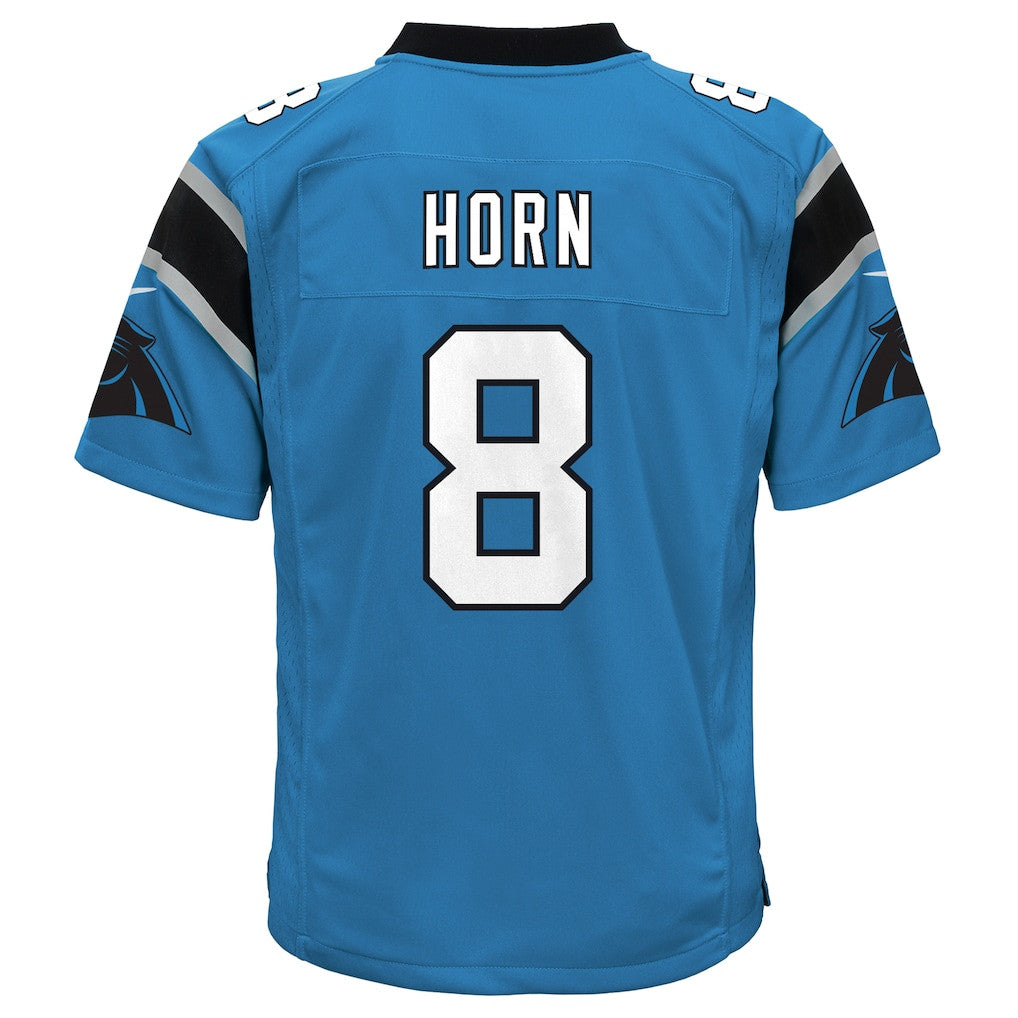Jaycee Horn 8 Carolina Panthers Game YOUTH Jersey - Blue
