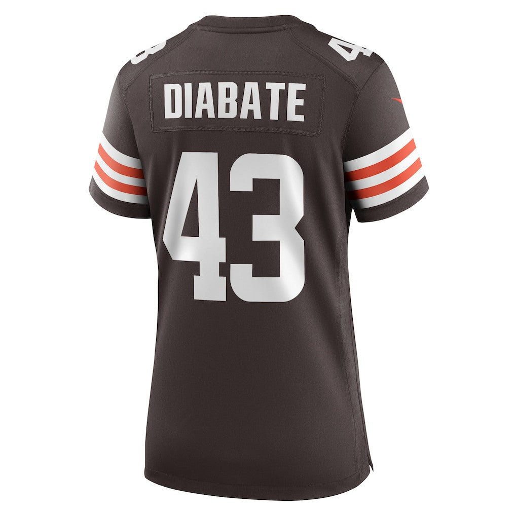 Mohamoud Diabate 43 Cleveland Browns Women's Team Game Jersey - Brown