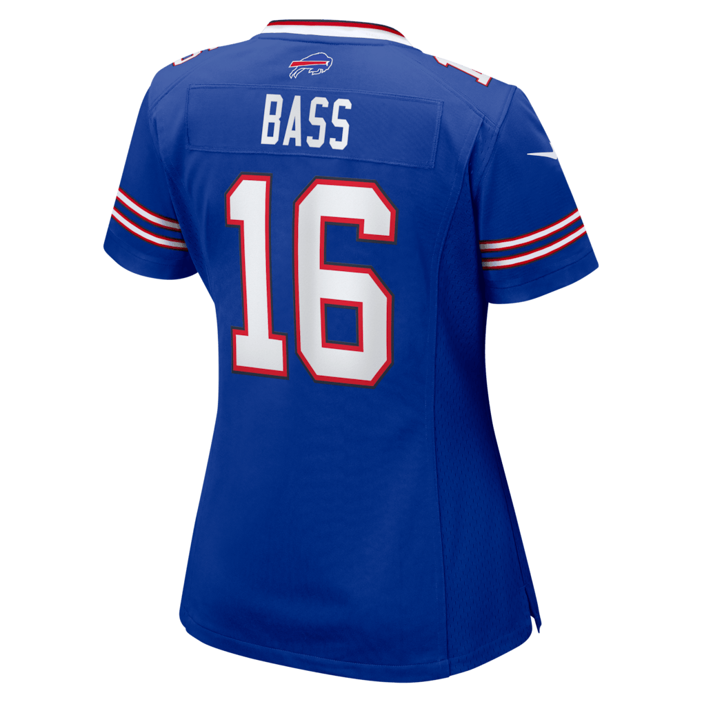 Tyler Bass 16 Buffalo Bills Women's Team Game Jersey - Royal