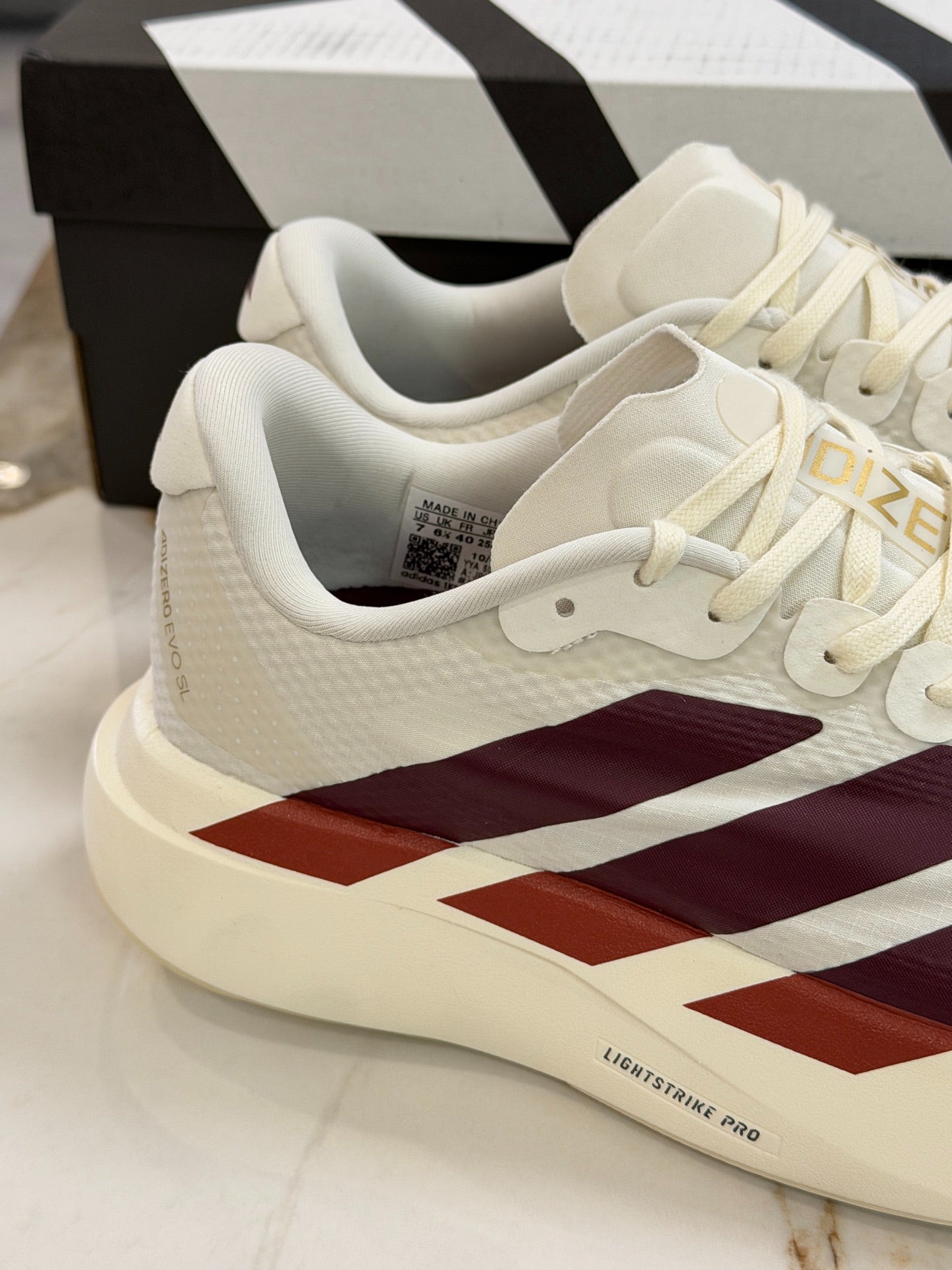 adidas Adizero Evo SL Woven "Off White / Maroon"
