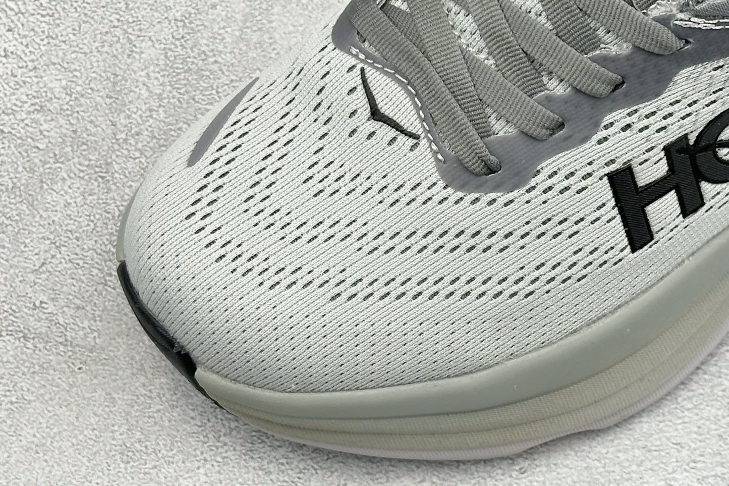 HOKA Bondi 8 White Grey Black Logo Running Sneaker