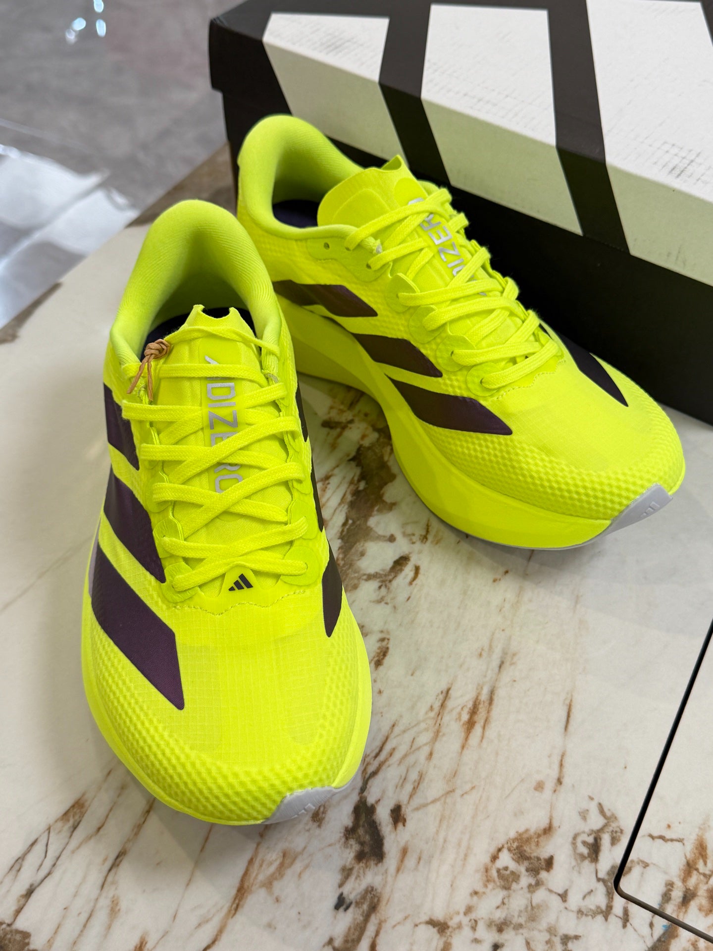 adidas Adizero Evo SL Woven Shoes - Solar Yellow / Aurora Plum