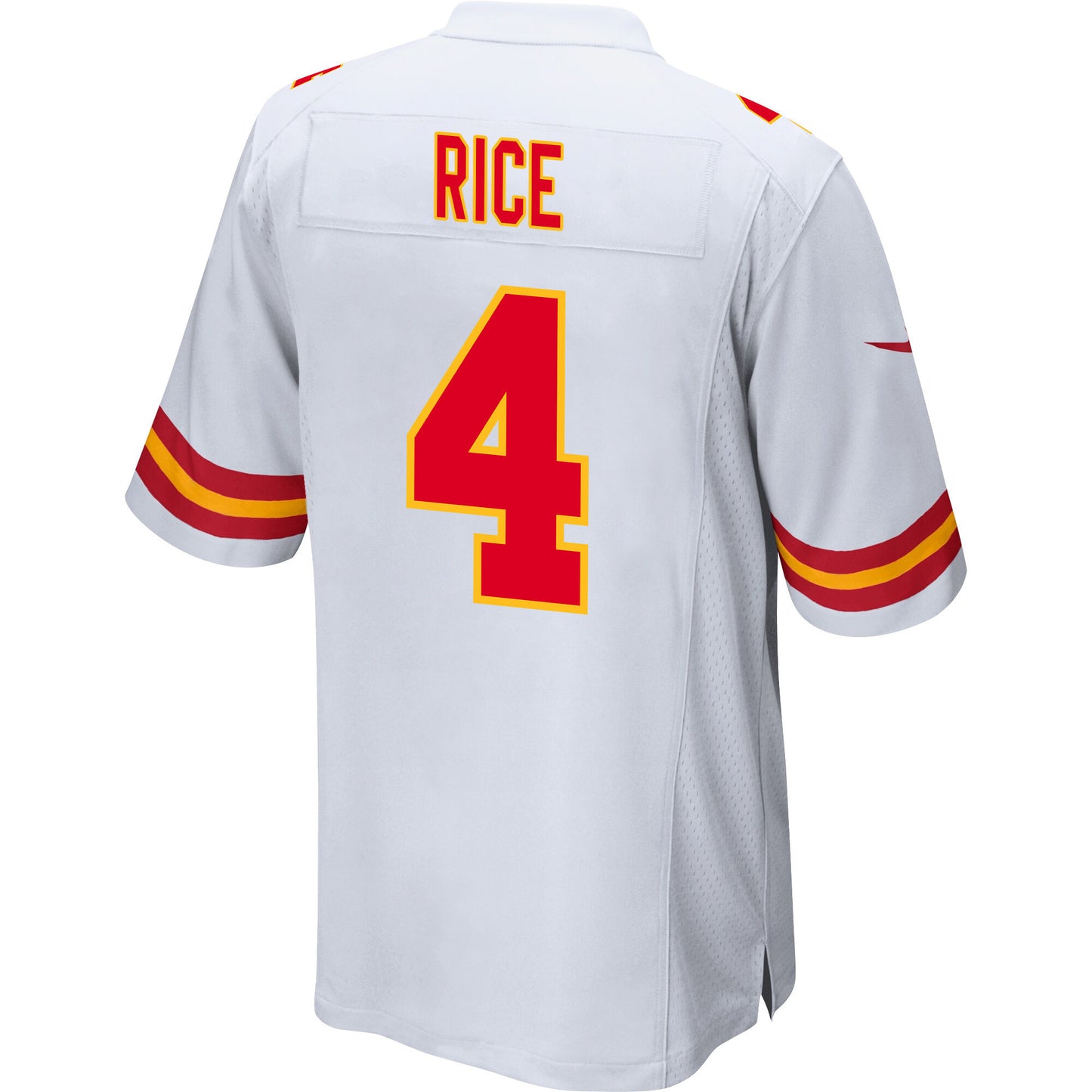 Rashee Rice 4 Kansas City Chiefs AFC Champions Patch Game Men Jersey - White