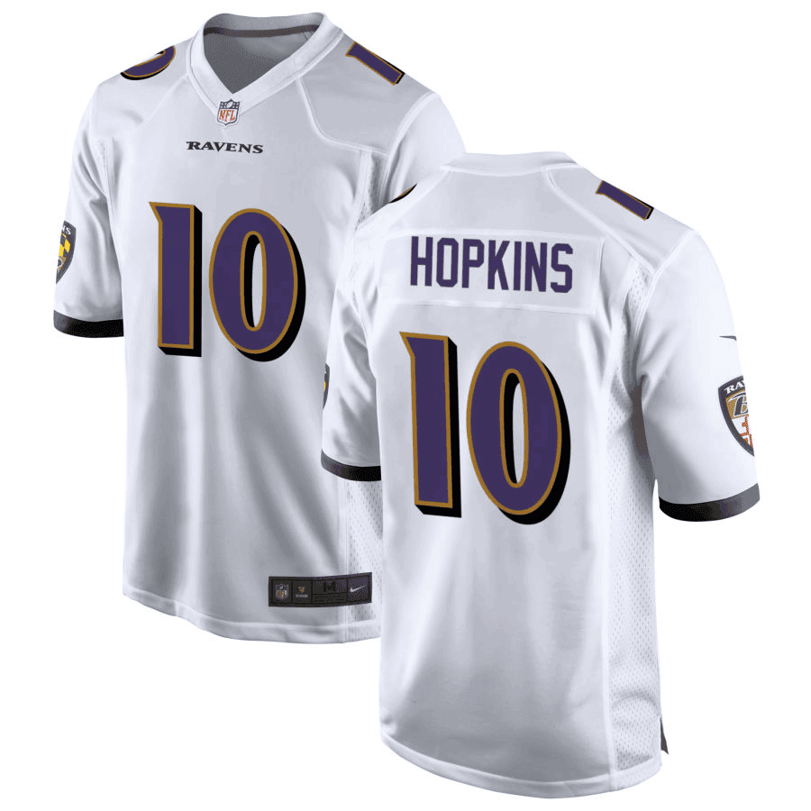 DeAndre Hopkins 10 Baltimore Ravens Game Jersey - White, Men Jersey