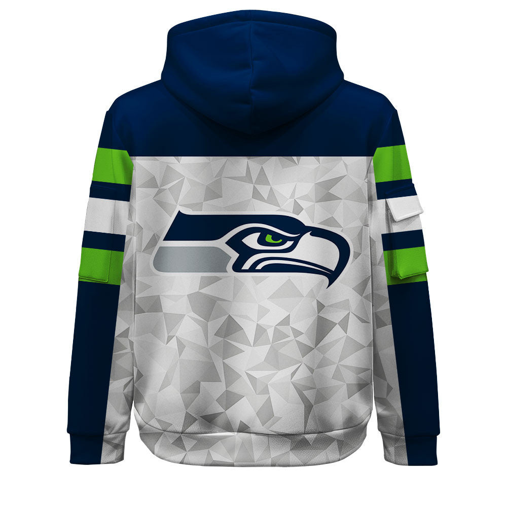 NFL Seattle Seahawks Game Day Essential White/Navy Quarter Zip Hoodie
