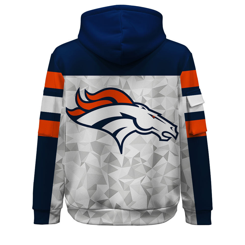 NFL Denver Broncos Game Day Essential White/Navy Quarter Zip Hoodie