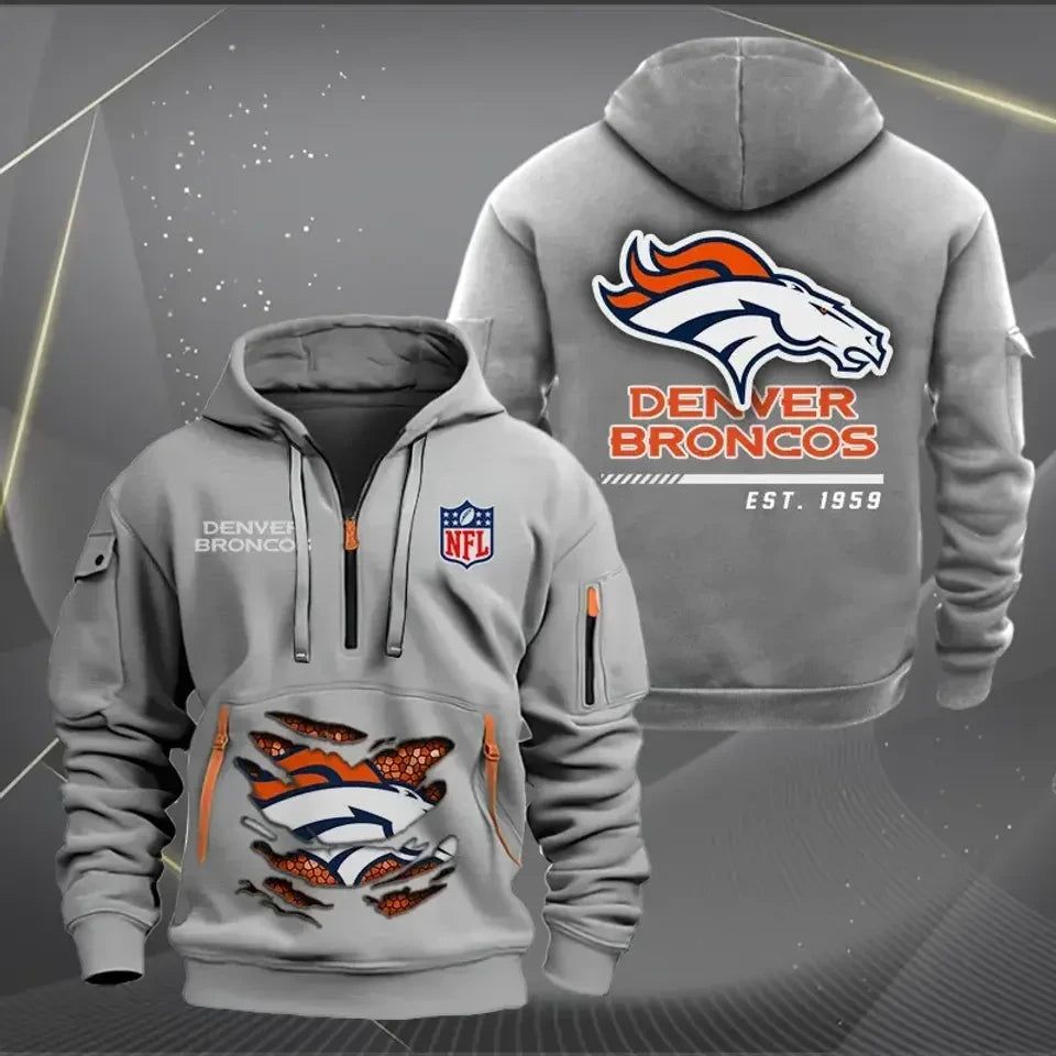 Denver Broncos Gray Honeycomb Reveal 3D All-Over Print Dynamic Hoodie - Gray