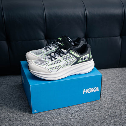 HOKA "White/Green" Low-Top Mesh Lifestyle Sneakers
