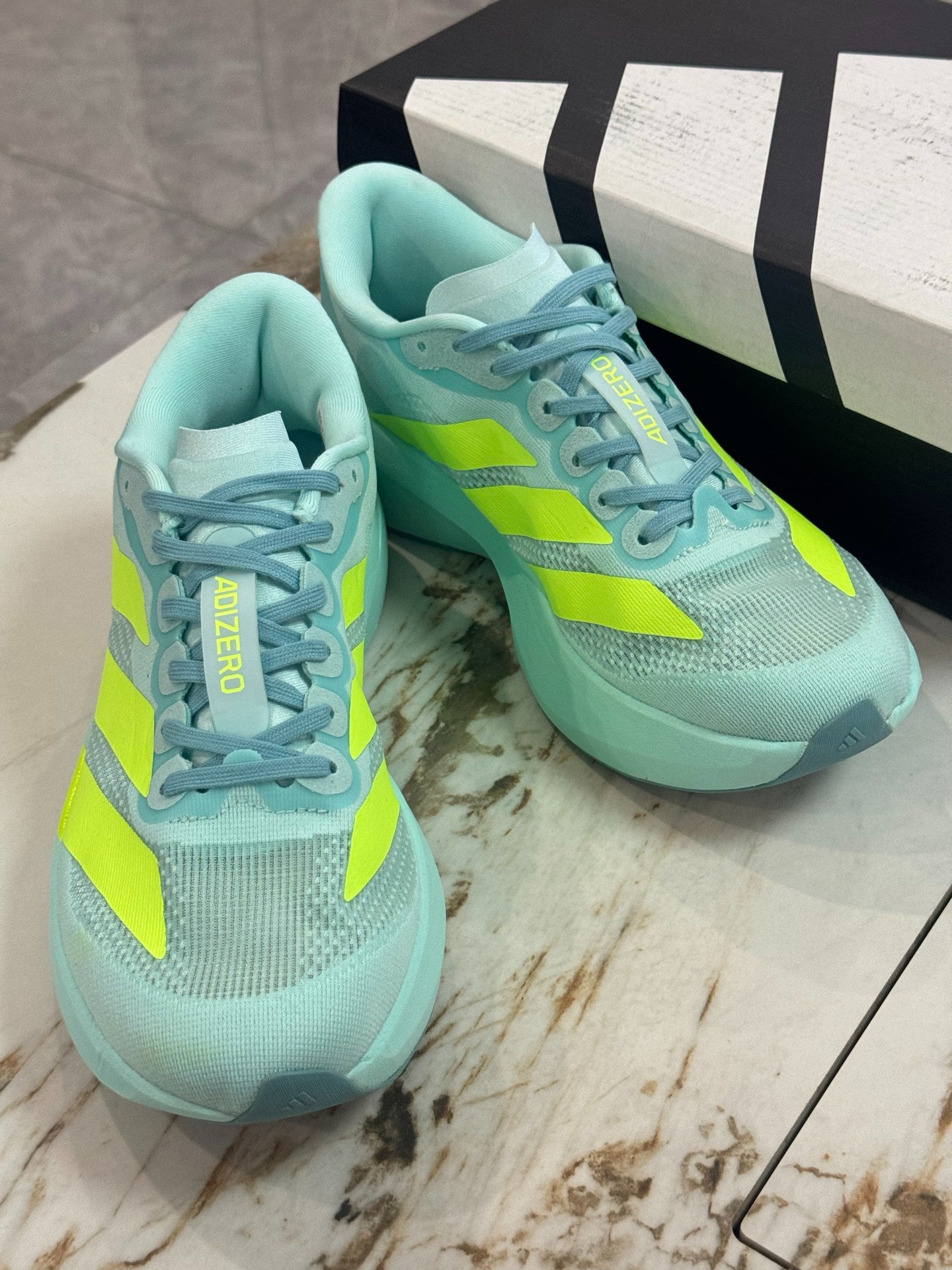 Adidas Adizero Evo SL Running Shoes (Aqua/Lime)