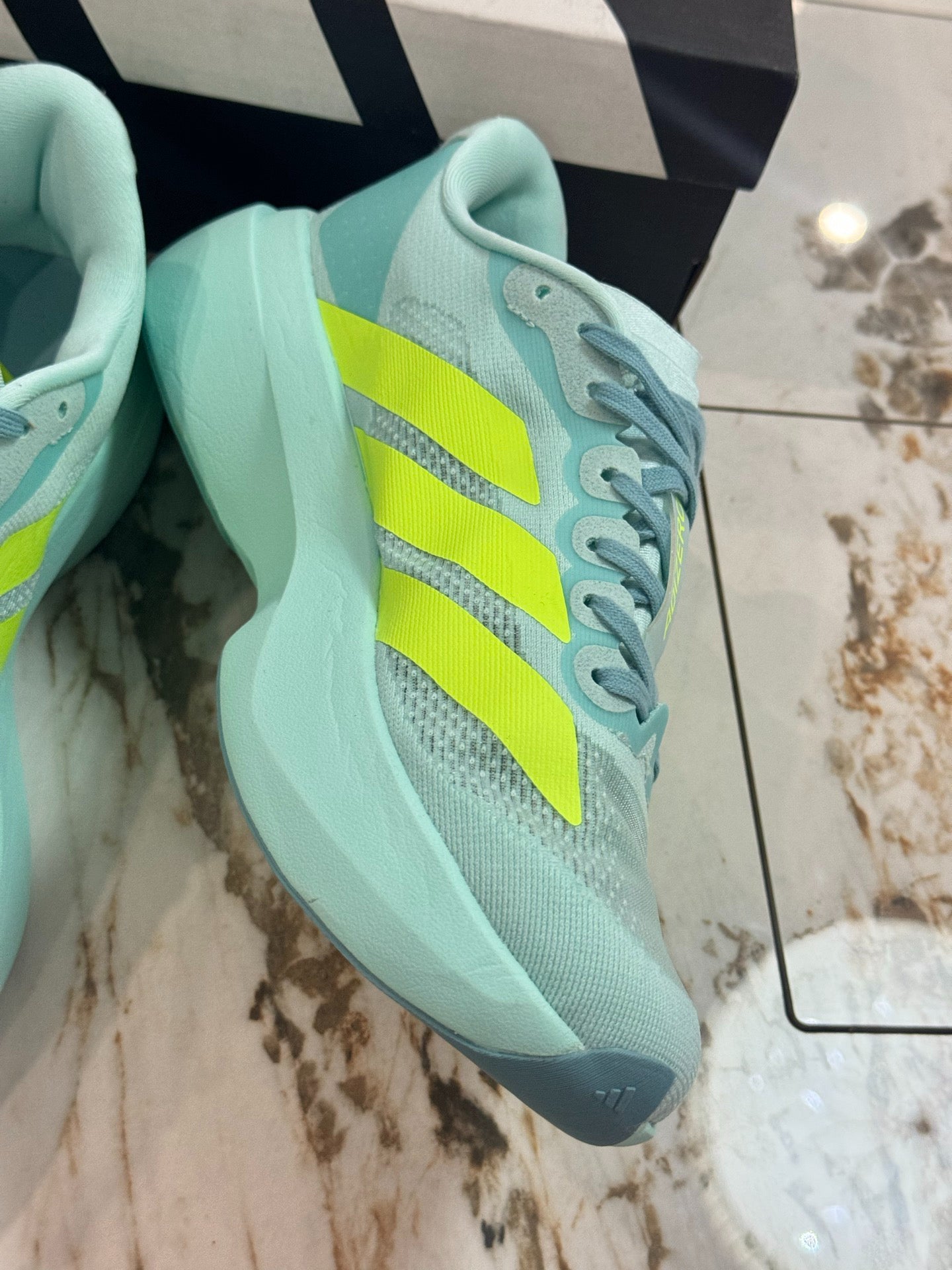Adidas Adizero Evo SL Running Shoes (Aqua/Lime)