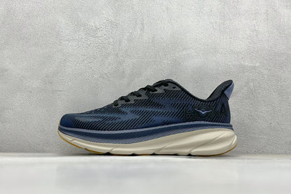 HOKA Clifton 9 Navy Gum Running Sneakers