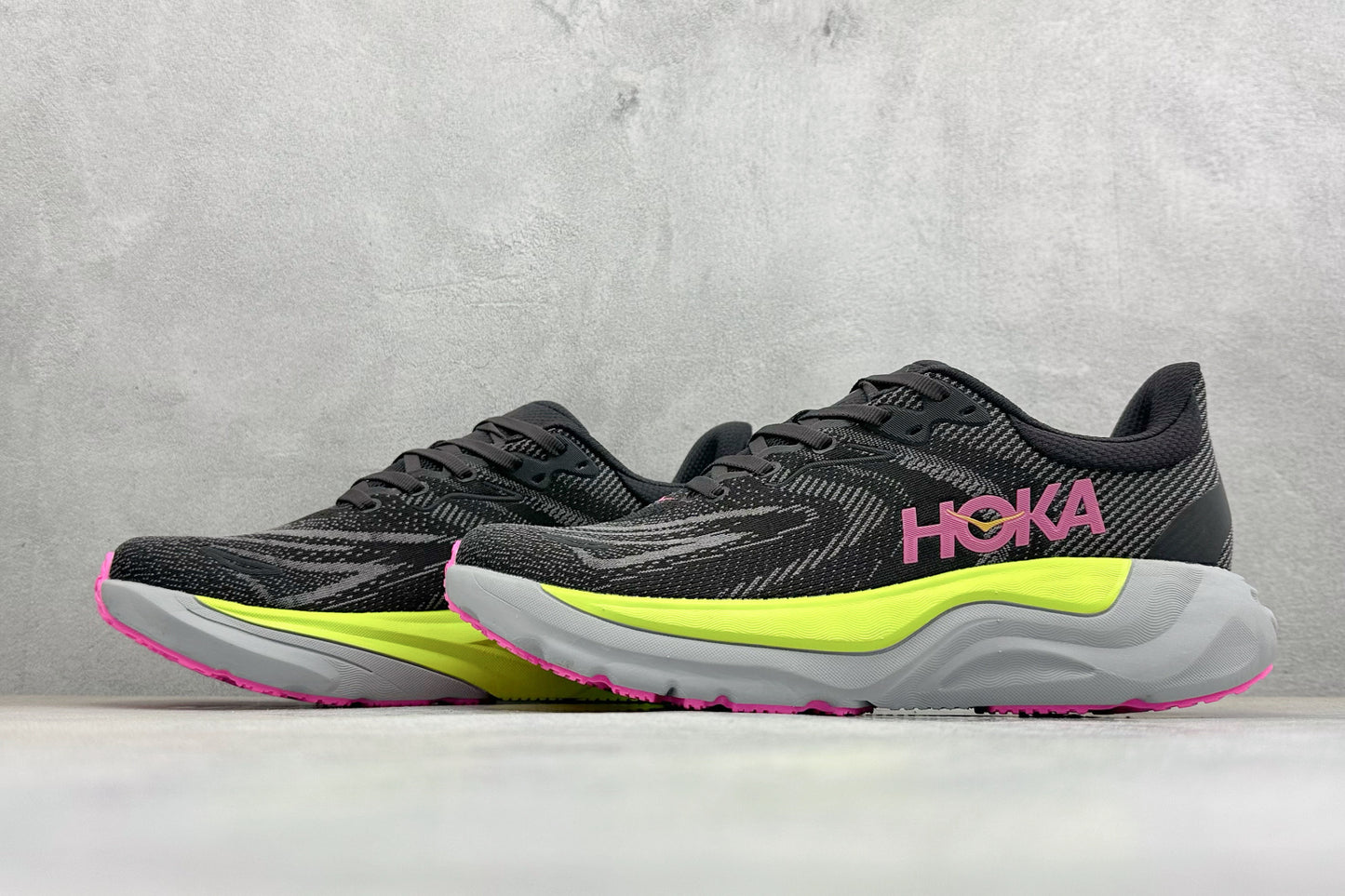 HOKA Arahi 8 Black Neon Yellow Pink Women Stability Running Shoes