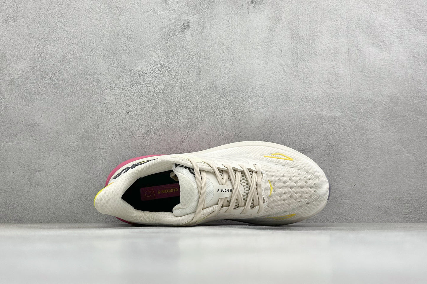 HOKA Clifton 9 Cream/Fuchsia Daily Running Trainers