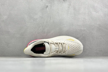 HOKA Clifton 9 Cream/Fuchsia Daily Running Trainers