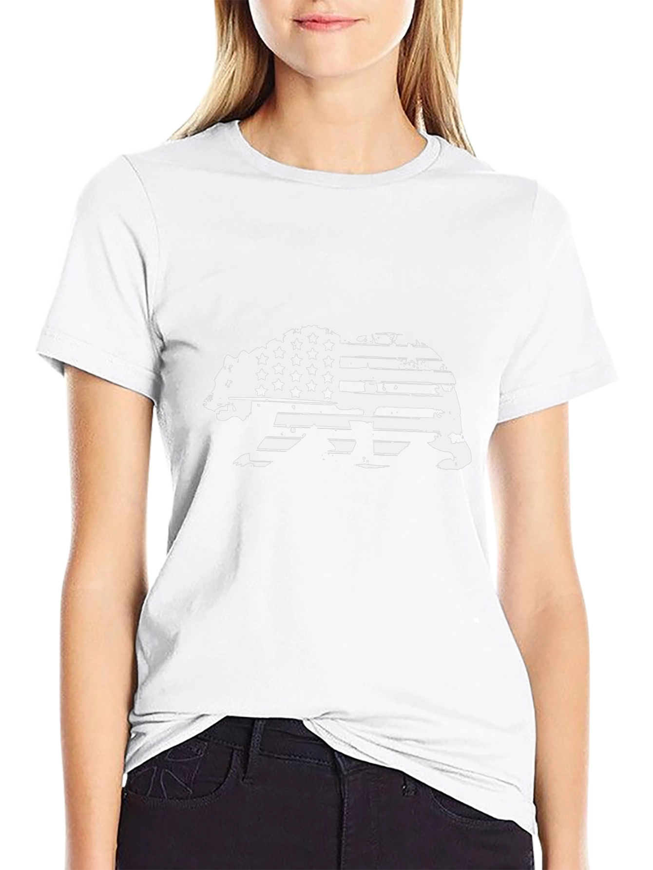 American Flag Bear Graphic T-Shirt