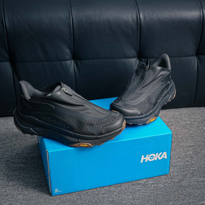 HOKA "Triple Black" Zip-Up Low-Top Trail & Lifestyle Sneakers