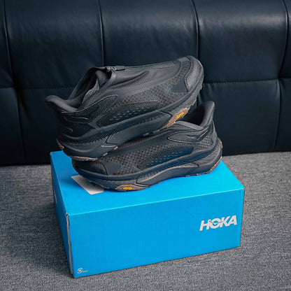 HOKA "Triple Black" Zip-Up Low-Top Trail & Lifestyle Sneakers
