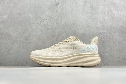 HOKA Clifton 9 Cream Running Shoes