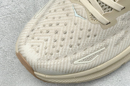 HOKA Clifton 9 Cream Running Shoes
