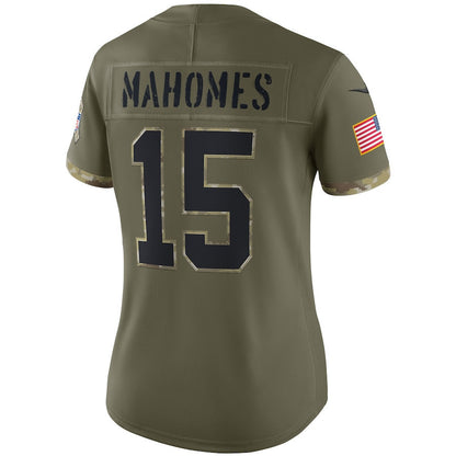 Patrick Mahomes Kansas City Chiefs Women's 2022 Salute To Service Limited Jersey - Olive