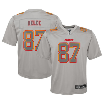 Travis Kelce 87 Kansas City Chiefs Youth Atmosphere Game Jersey - Gray