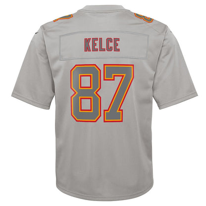 Travis Kelce 87 Kansas City Chiefs Youth Atmosphere Game Jersey - Gray