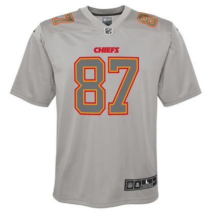 Travis Kelce 87 Kansas City Chiefs Youth Atmosphere Game Jersey - Gray