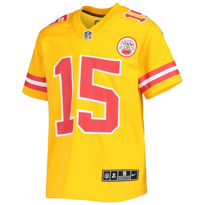 Patrick Mahomes 15 Kansas City Chiefs Youth Inverted Team Game Jersey - Gold