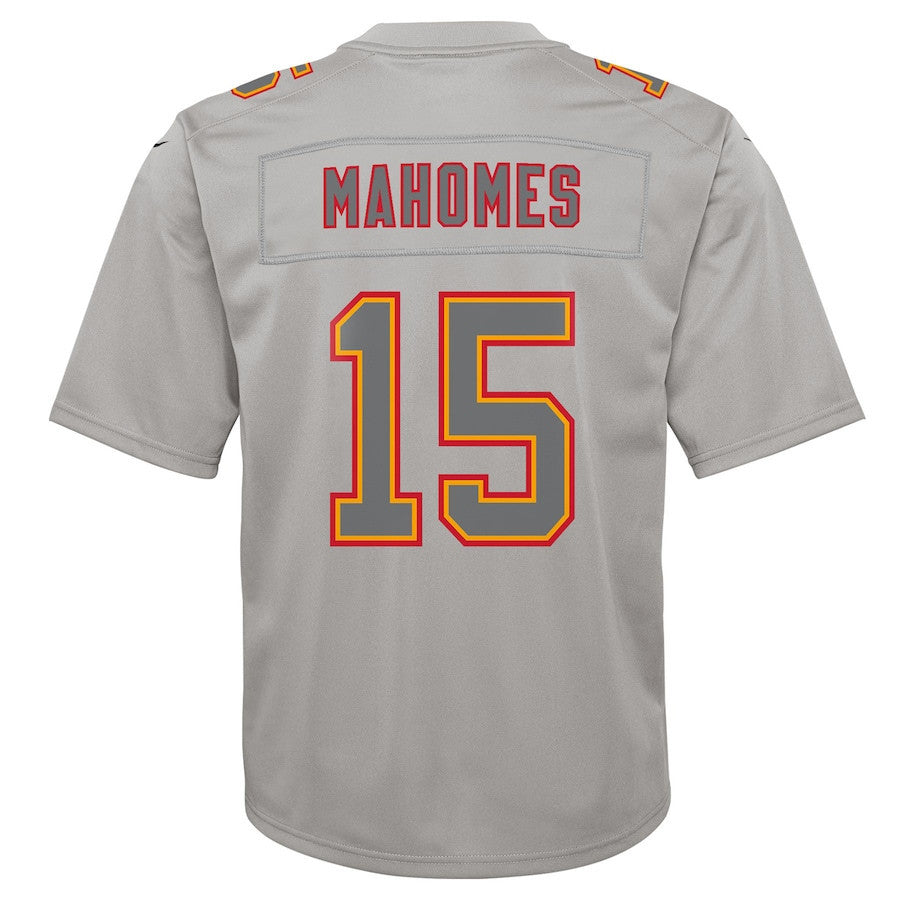 Patrick Mahomes 15 Kansas City Chiefs Youth Atmosphere Game Jersey - Gray