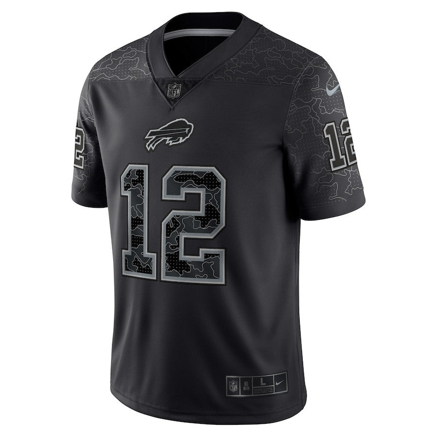 Jim Kelly 12 Buffalo Bills Retired Player RFLCTV Limited Jersey - Black