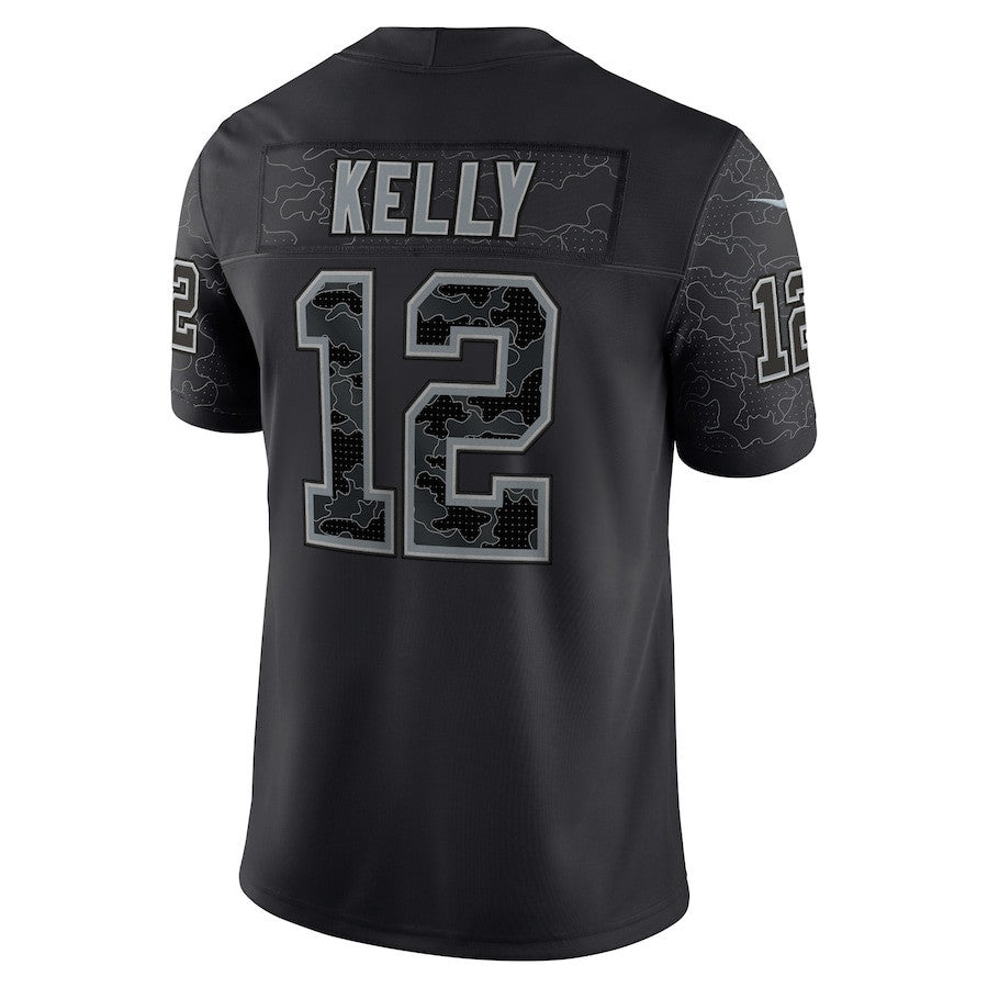 Jim Kelly 12 Buffalo Bills Retired Player RFLCTV Limited Jersey - Black