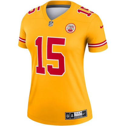 Patrick Mahomes 15 Kansas City Chiefs Women's Inverted Legend Jersey - Gold