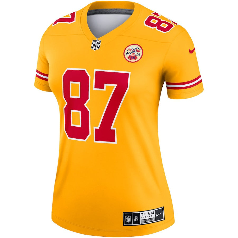 Travis Kelce 87 Kansas City Chiefs Women's Inverted Legend Jersey - Gold