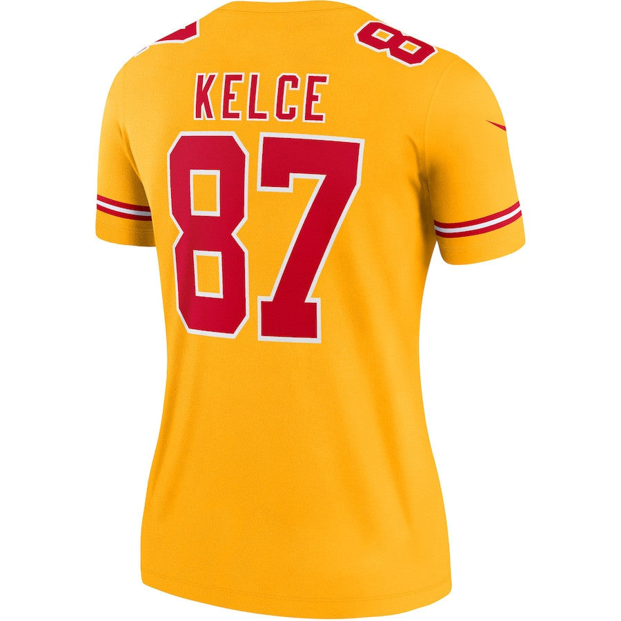Travis Kelce 87 Kansas City Chiefs Women's Inverted Legend Jersey - Gold