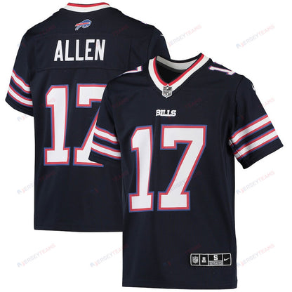 Josh Allen 17 Buffalo Bills Youth Inverted Team Game Jersey - Navy