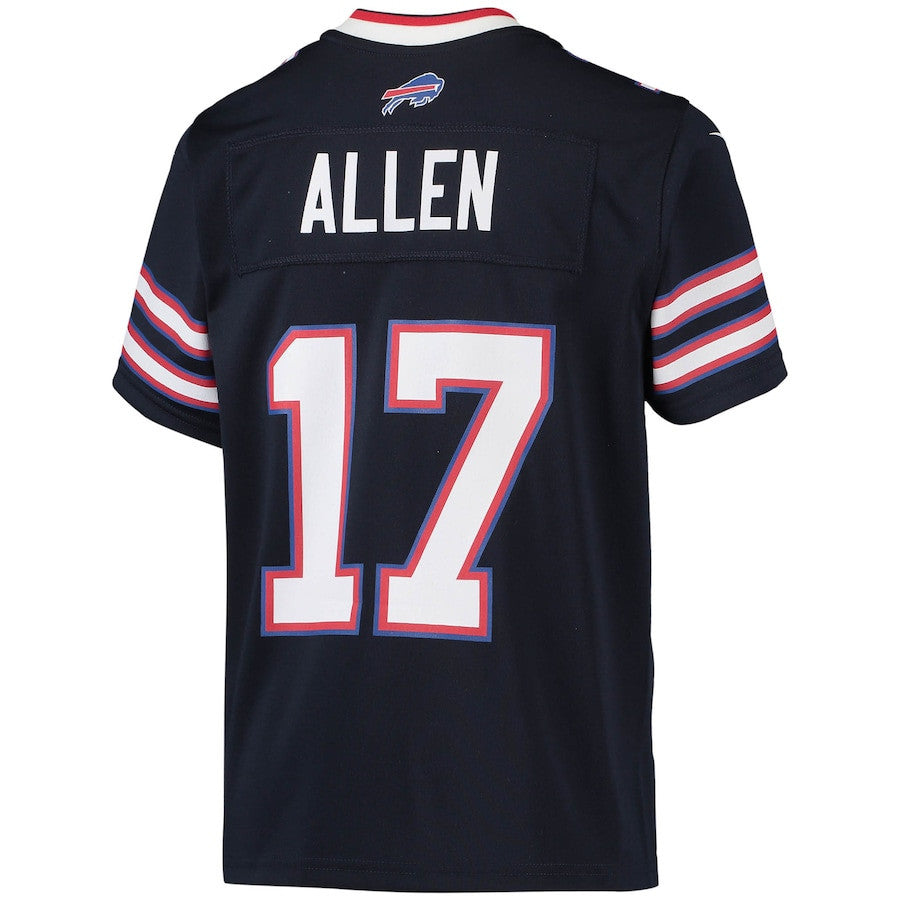 Josh Allen 17 Buffalo Bills Youth Inverted Team Game Jersey - Navy