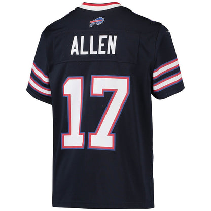 Josh Allen 17 Buffalo Bills Youth Inverted Team Game Jersey - Navy