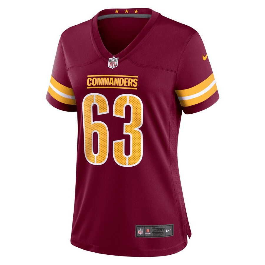 Nick Gates 63 Washington Commanders Women Game Jersey - Burgundy