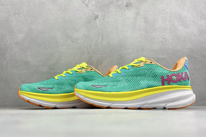 HOKA Clifton 9 Teal Multi-Color Daily Cushioned Running Trainers