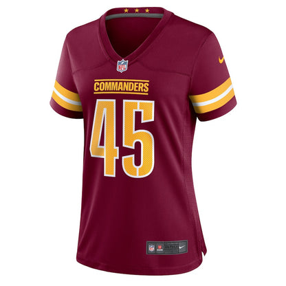 Kaden Smith 45 Washington Commanders Women's Team Game Jersey - Burgundy