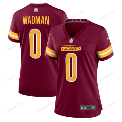 Colby Wadman 0 Washington Commanders Women's Game Jersey - Burgundy
