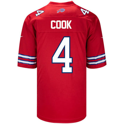 James Cook 4 Buffalo Bills Men Alternate Game Jersey - Red