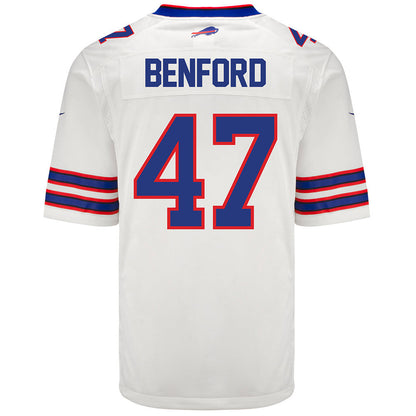 Christian Benford 47 Buffalo Bills Men Away Game Jersey - White