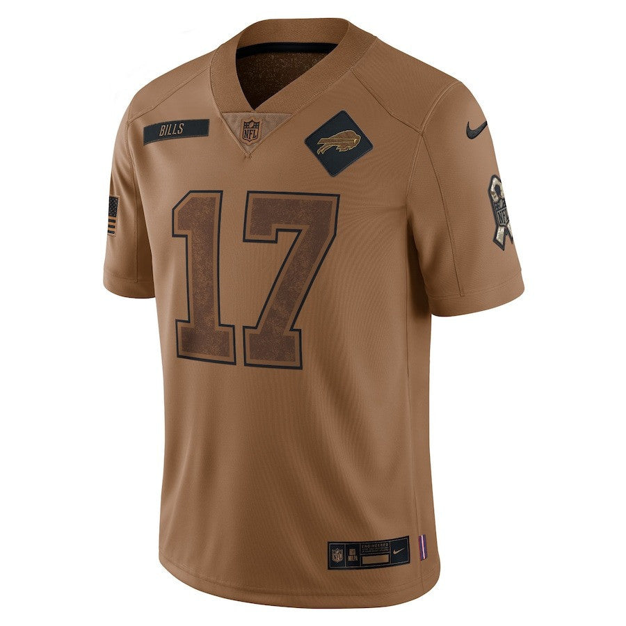 Josh Allen 17 Buffalo Bills 2023 Salute To Service Limited Jersey - Brown