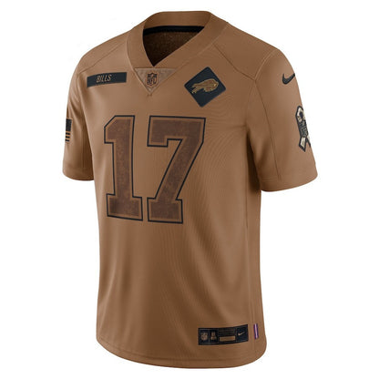 Josh Allen 17 Buffalo Bills 2023 Salute To Service Limited Jersey - Brown