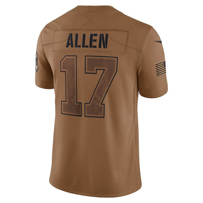 Josh Allen 17 Buffalo Bills 2023 Salute To Service Limited Jersey - Brown