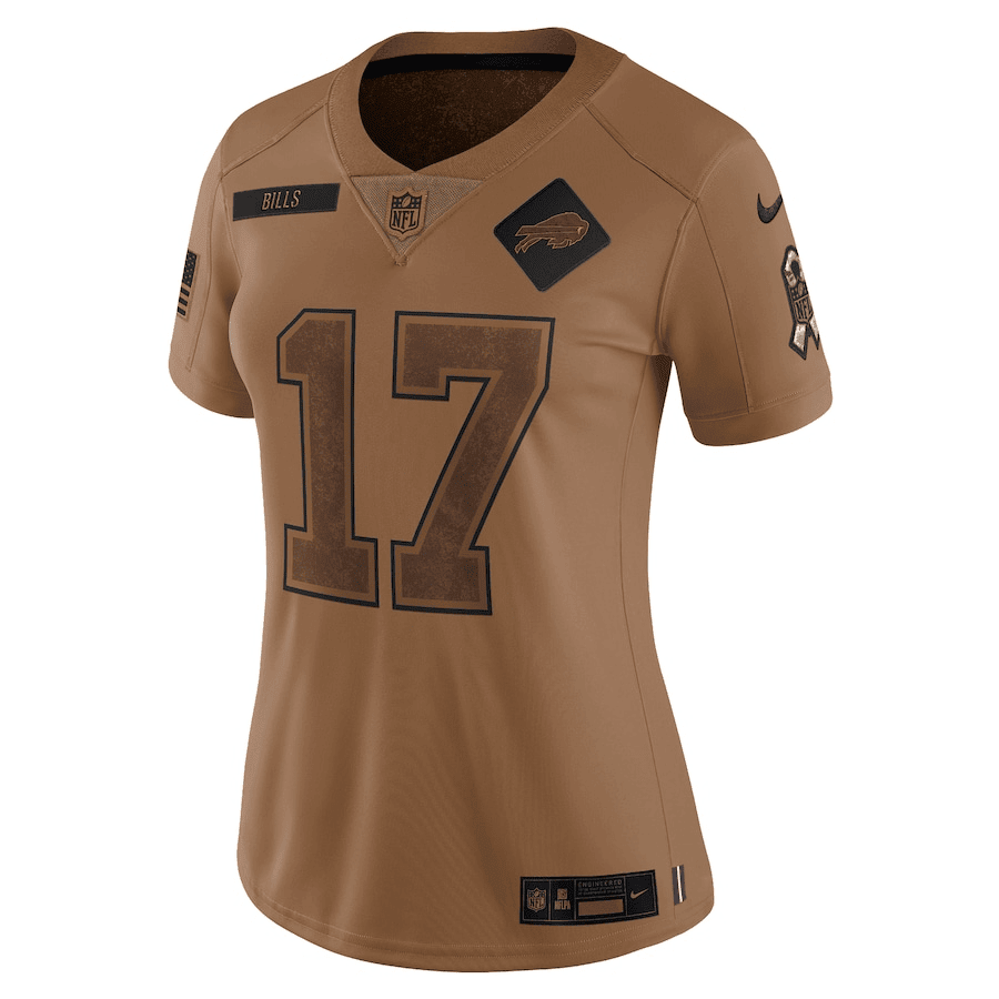 Josh Allen 17 Buffalo Bills 2023 Salute To Service Limited Women Jersey - Brown