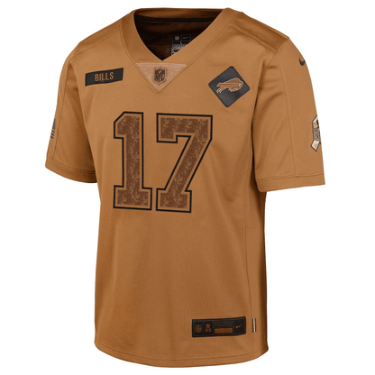 Josh Allen 17 Buffalo Bills 2023 Salute To Service Limited YOUTH Jersey - Brown
