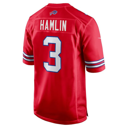 Damar Hamlin 3 Buffalo Bills Men Alternate Game Jersey - Red
